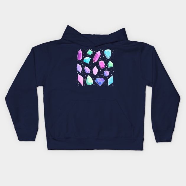 Cute colorful magical crystals and gems illustration Kids Hoodie by Yarafantasyart